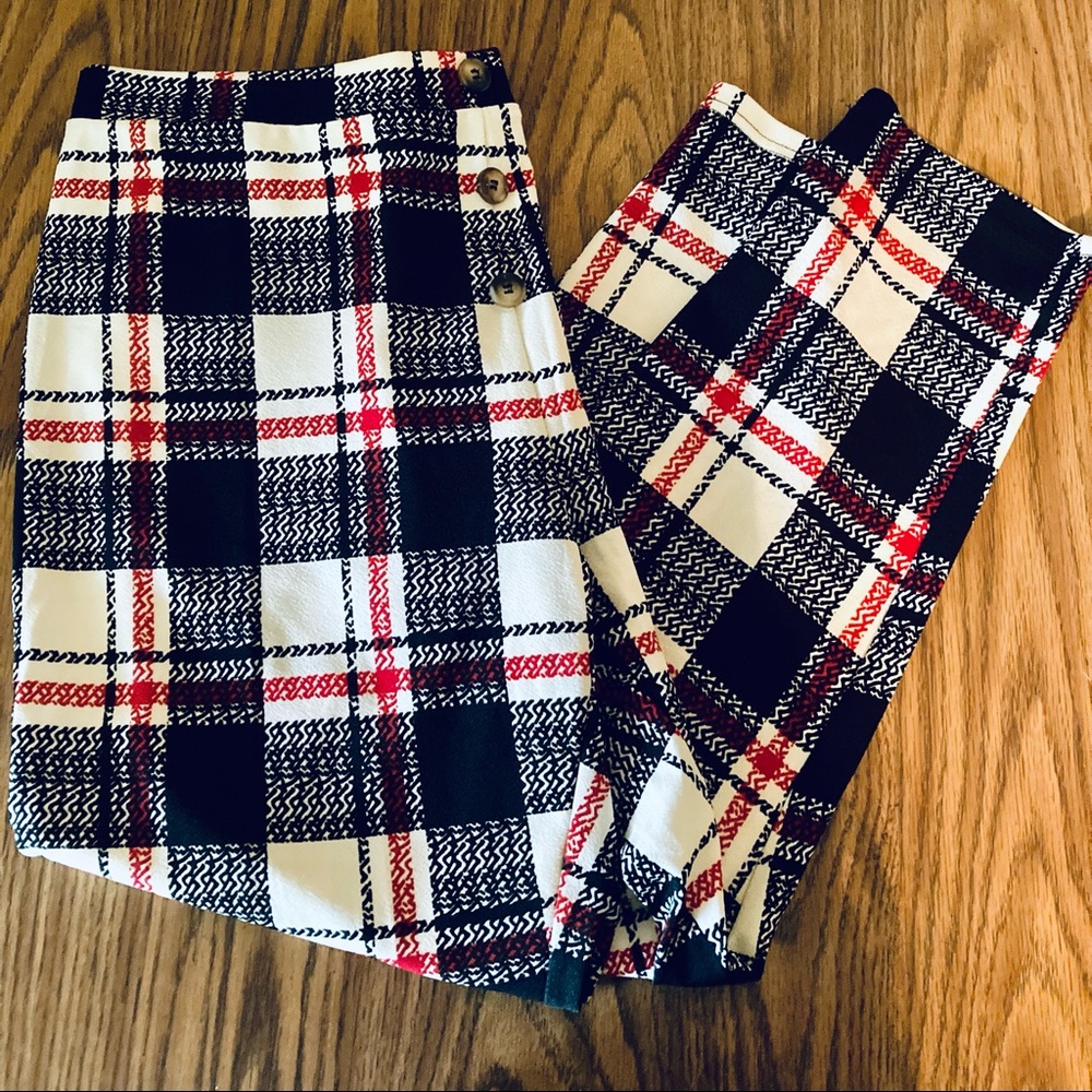 Red, Black, and White Plaid Leggings